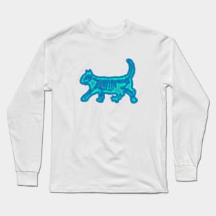 Kitty Cat Skeleton Illustration, XRAY Long Sleeve T-Shirt